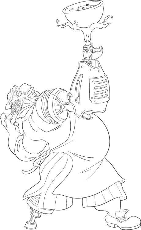 coloriage planete au tresor long john silver lance flamme